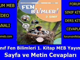 "3. Sınıf Fen Bilimleri 1. Kitap Cevapları MEB Yayınları"