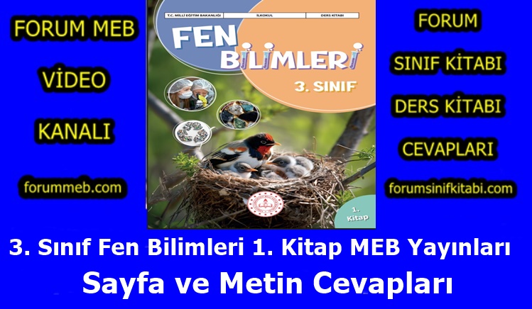 "3. Sınıf Fen Bilimleri 1. Kitap Cevapları MEB Yayınları"