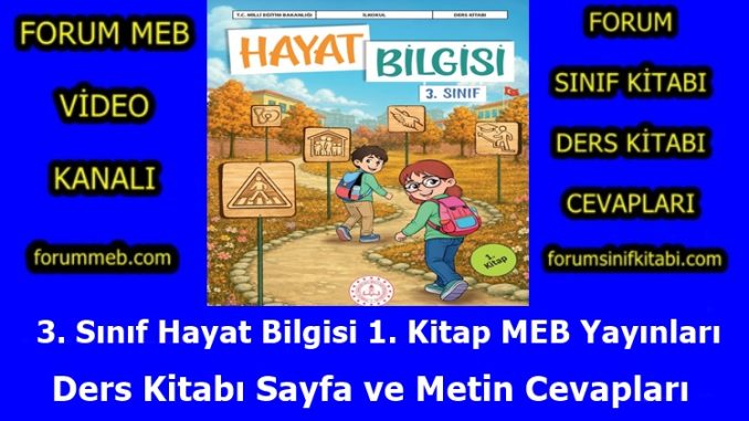 "3. Sınıf Hayat Bilgisi 1. Kitap Cevapları MEB Yayınları"