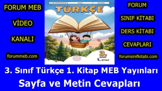 "3. Sınıf Türkçe 1. Kitap Cevapları MEB Yayınları"