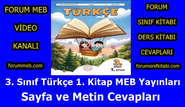 "3. Sınıf Türkçe 1. Kitap Cevapları MEB Yayınları"