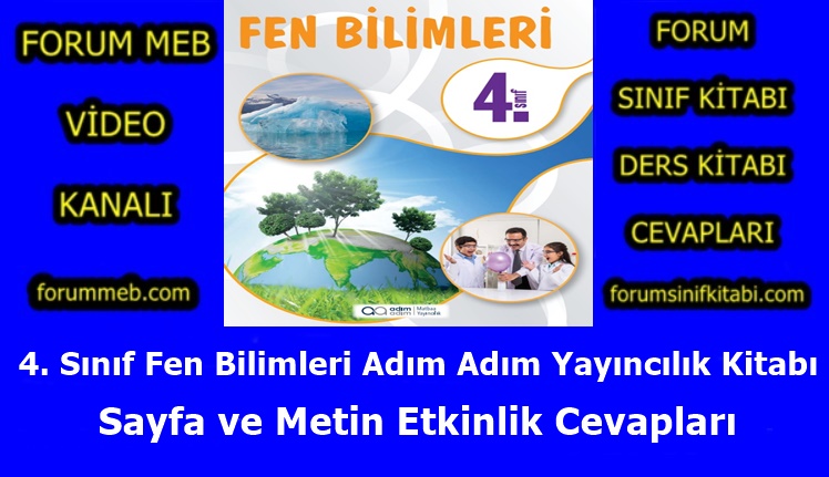 "4. Sınıf Fen Bilimleri Kitabı Cevapları Adım Adım Yayıncılık"