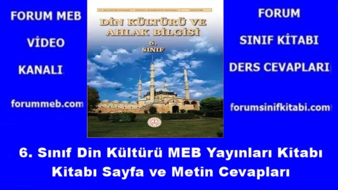 "6. Sınıf Din Kültürü Ders Kitabı Cevapları MEB Yayınları"