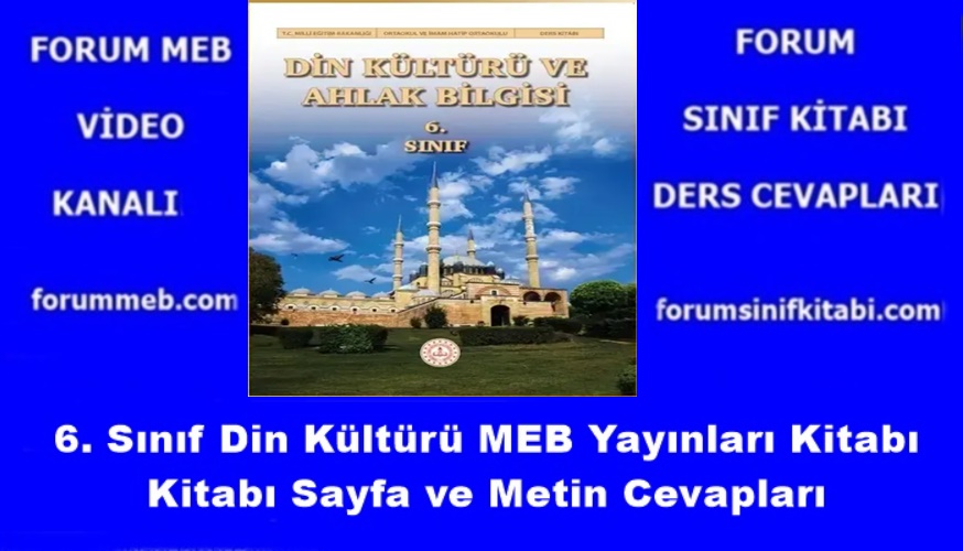 "6. Sınıf Din Kültürü Ders Kitabı Cevapları MEB Yayınları"