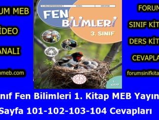 "3. Sınıf Fen Bilimleri 1. Kitap Sayfa 101-102-103-104 Cevapları"