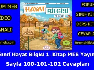 "3. Sınıf Hayat Bilgisi 1. Kitap Sayfa 100-101-102 Cevapları"