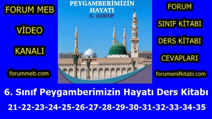 "6. Sınıf Peygamberimizin Hayatı Kitabı Sayfa 21-22-23-24-25-26-27-28-29-30-31-32-33-34-35 Cevapları"