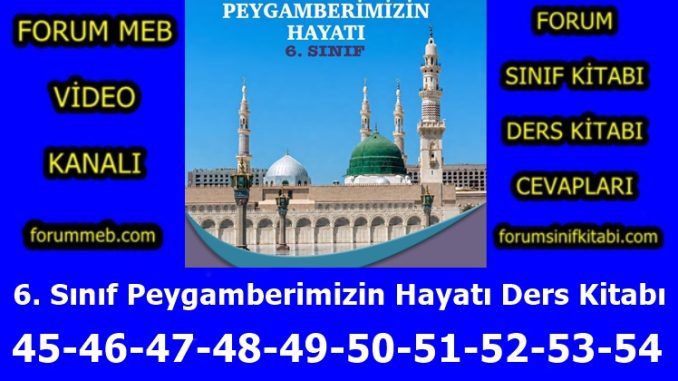"6. Sınıf Peygamberimizin Hayatı Kitabı Sayfa 45-46-47-48-49-50-51-52-53-54 Cevapları"