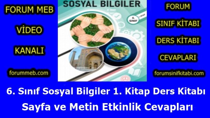 "6. Sınıf Sosyal Bilgiler 1. Kitap Cevapları"